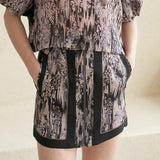 print color silk organza mini skirt