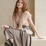 Asymmetric sleeveless silk blouse top champagne pink