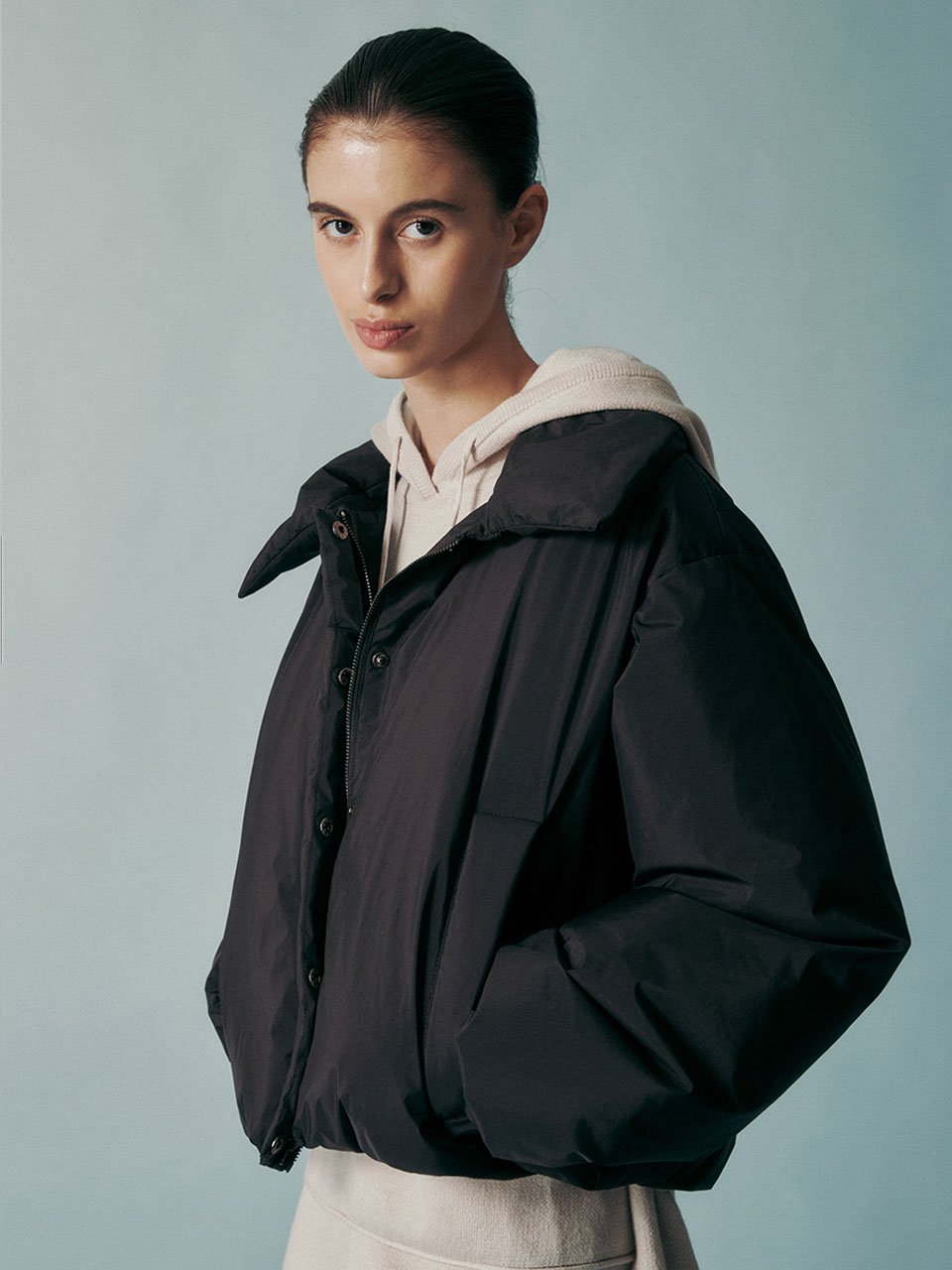 Melange duck down puffer black - fasfas
