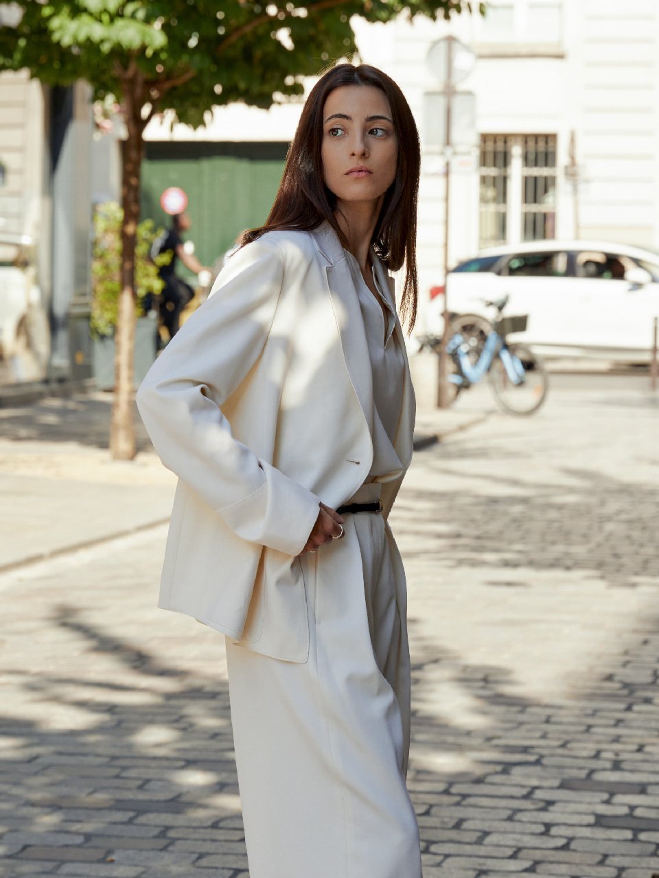 Marion asymmetrical relaxed jacket ivory - fasfas