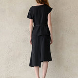 Mermaid unbalanced midi skirt black - fasfas