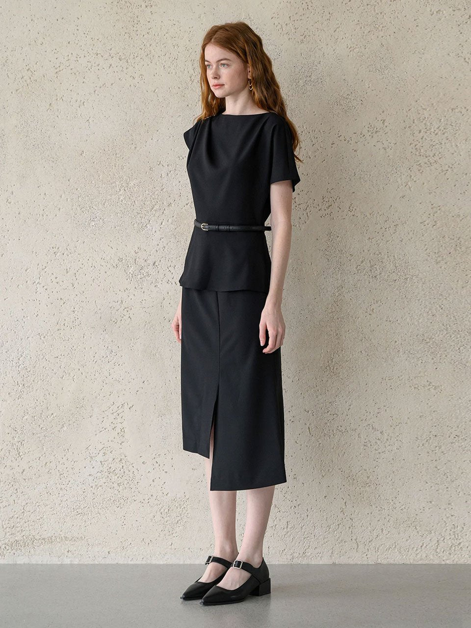 Mermaid unbalanced midi skirt black - fasfas