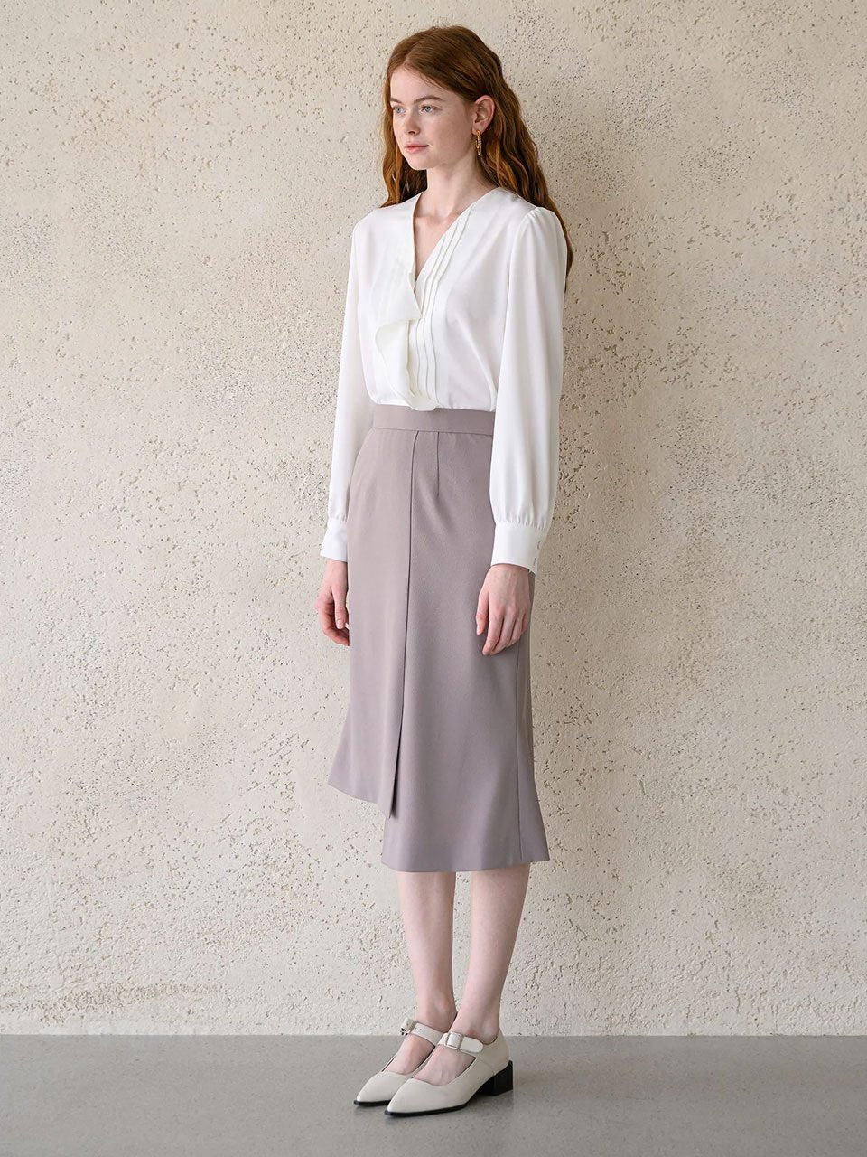 Mermaid unbalanced midi skirt taupe gray - fasfas