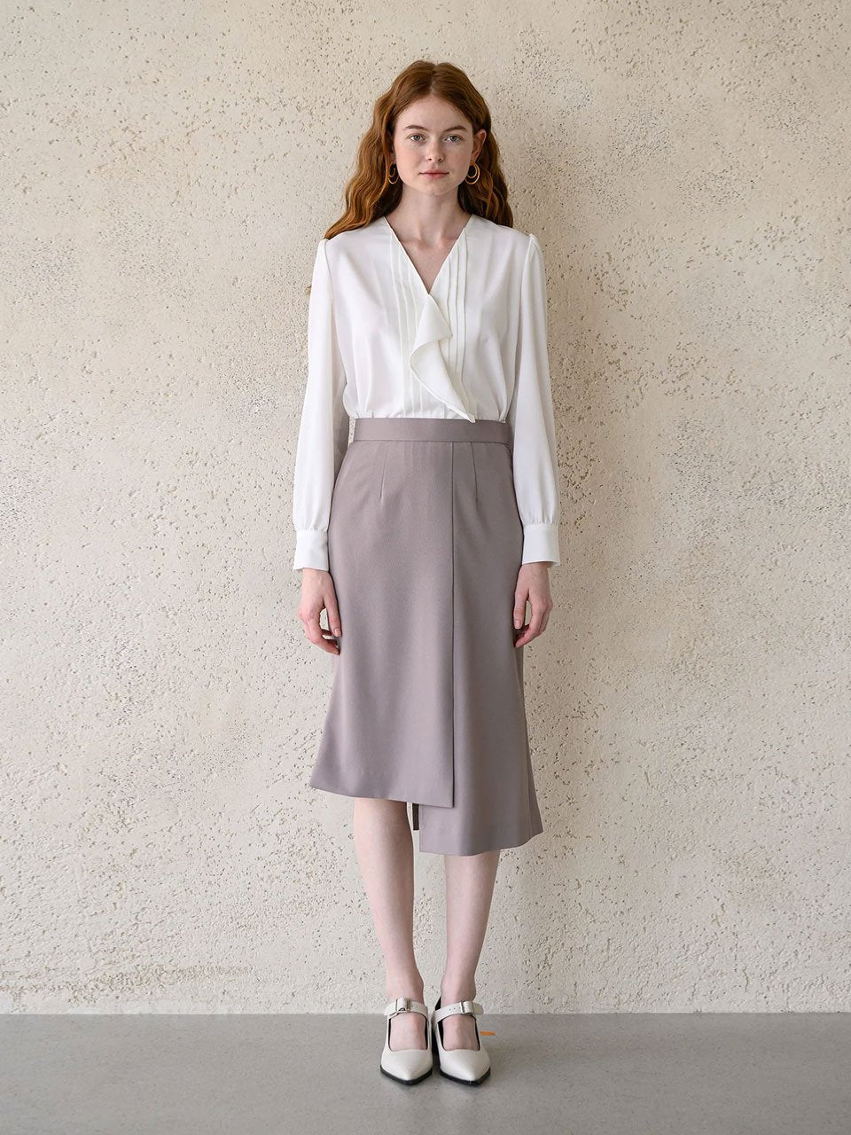 Mermaid unbalanced midi skirt taupe gray - fasfas