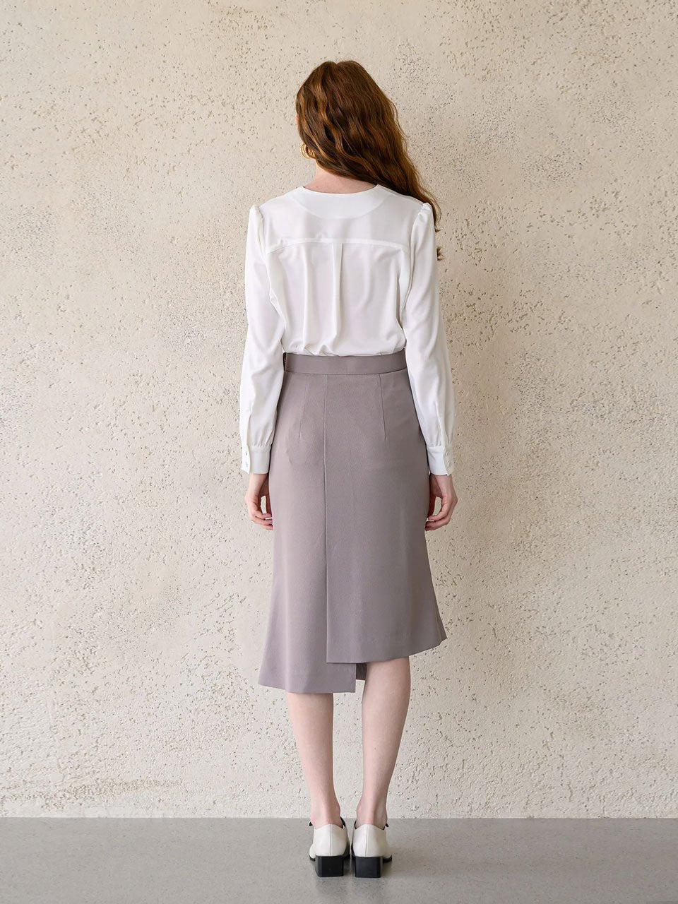 Mermaid unbalanced midi skirt taupe gray - fasfas