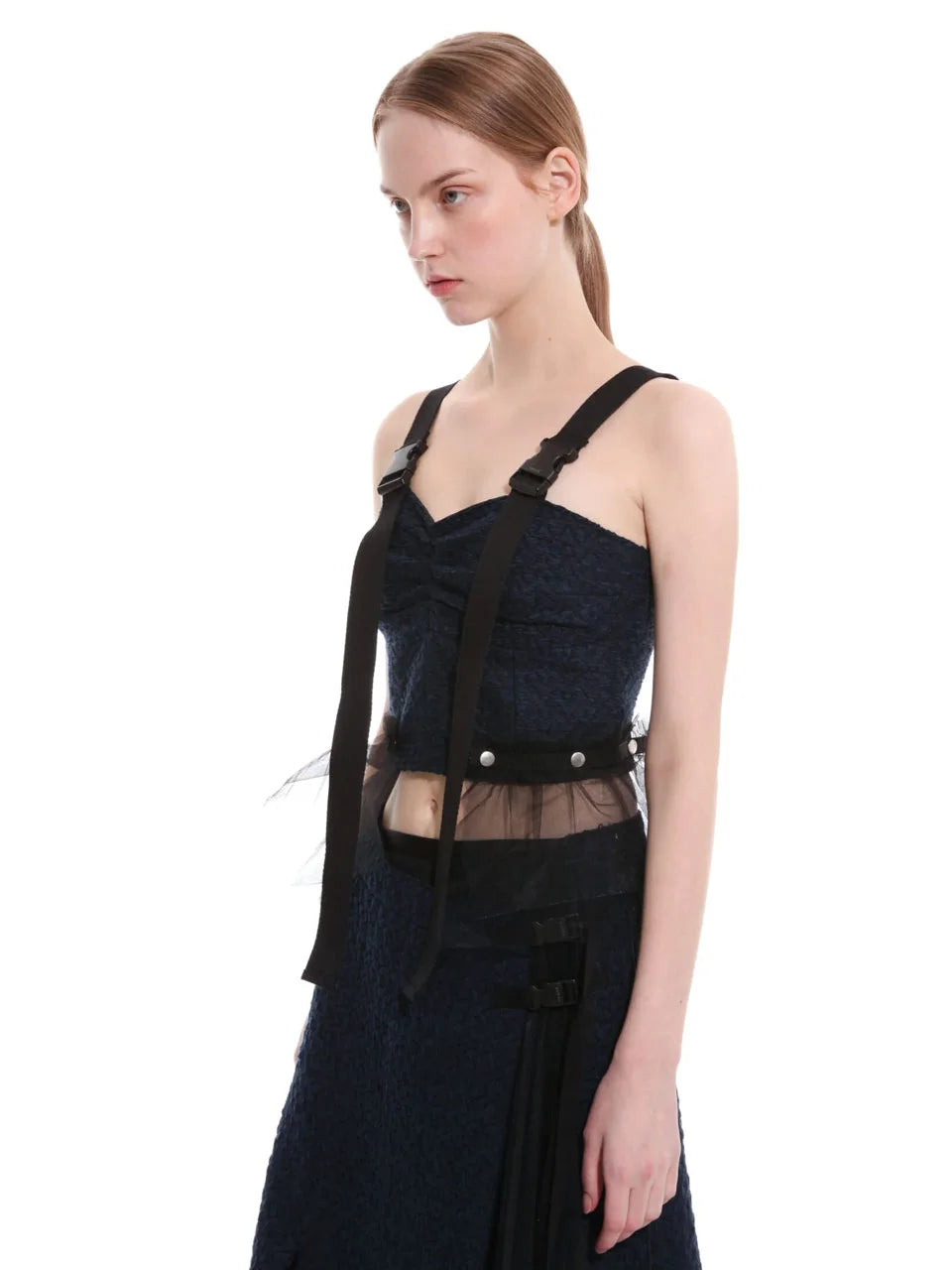 Tweed wrap skirt with tulle pleats - fasfas