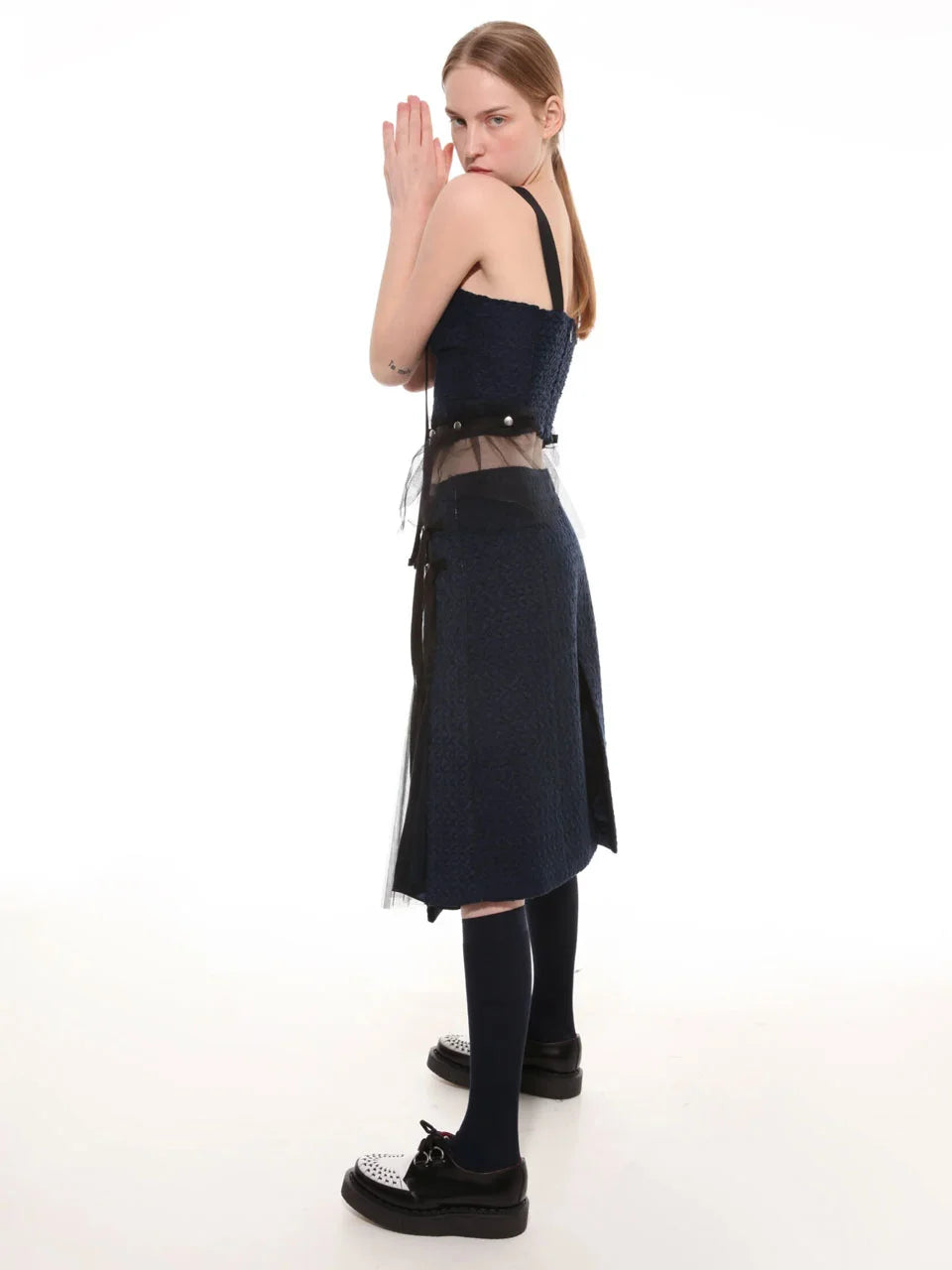 Tweed wrap skirt with tulle pleats - fasfas