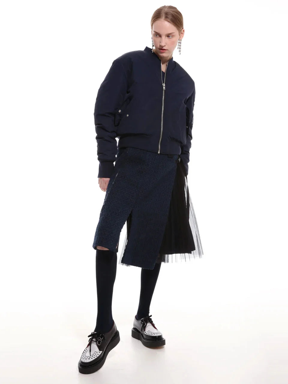 Tweed wrap skirt with tulle pleats - fasfas