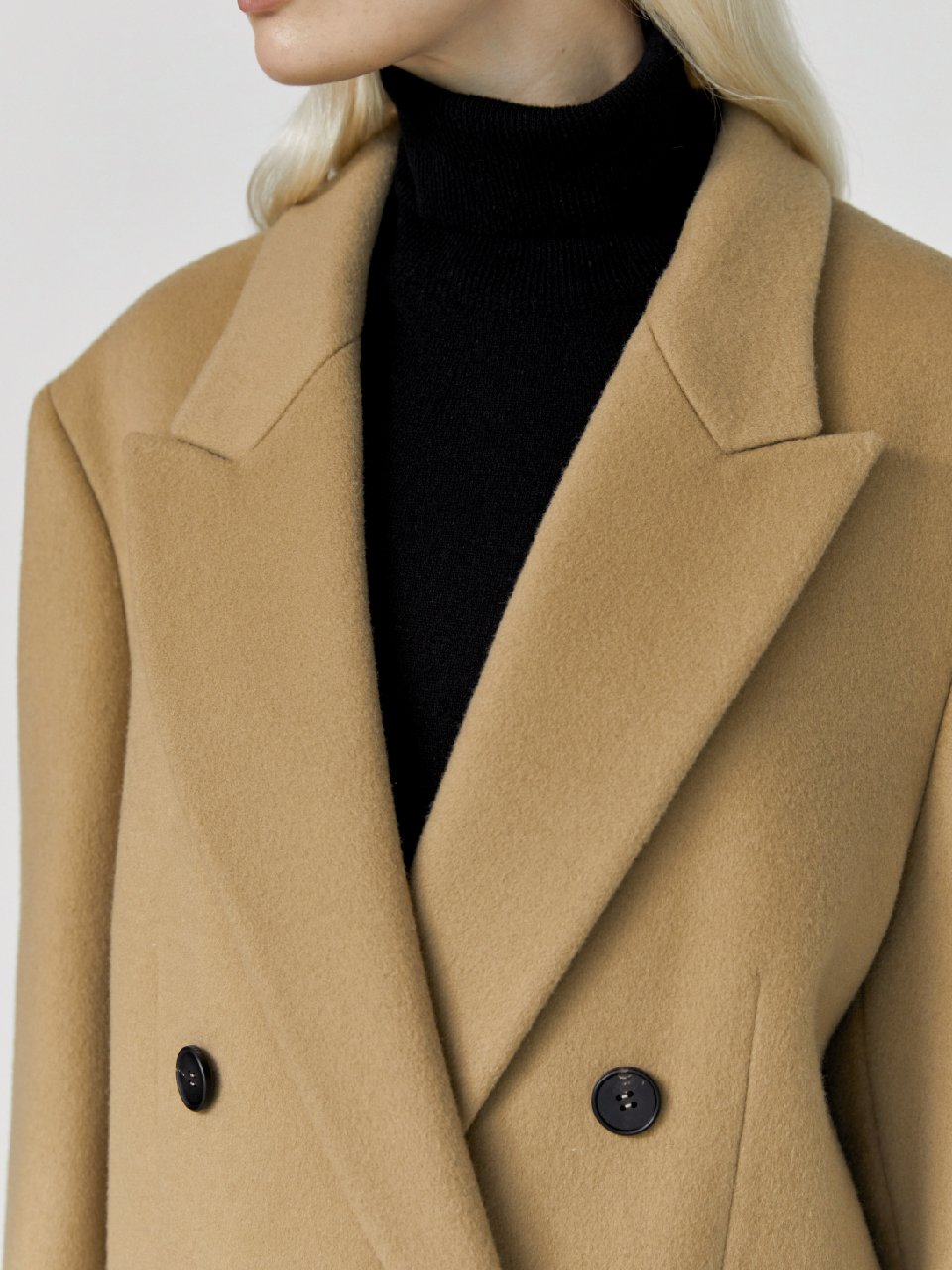 Noman double breasted cashmere coat camel - fasfas