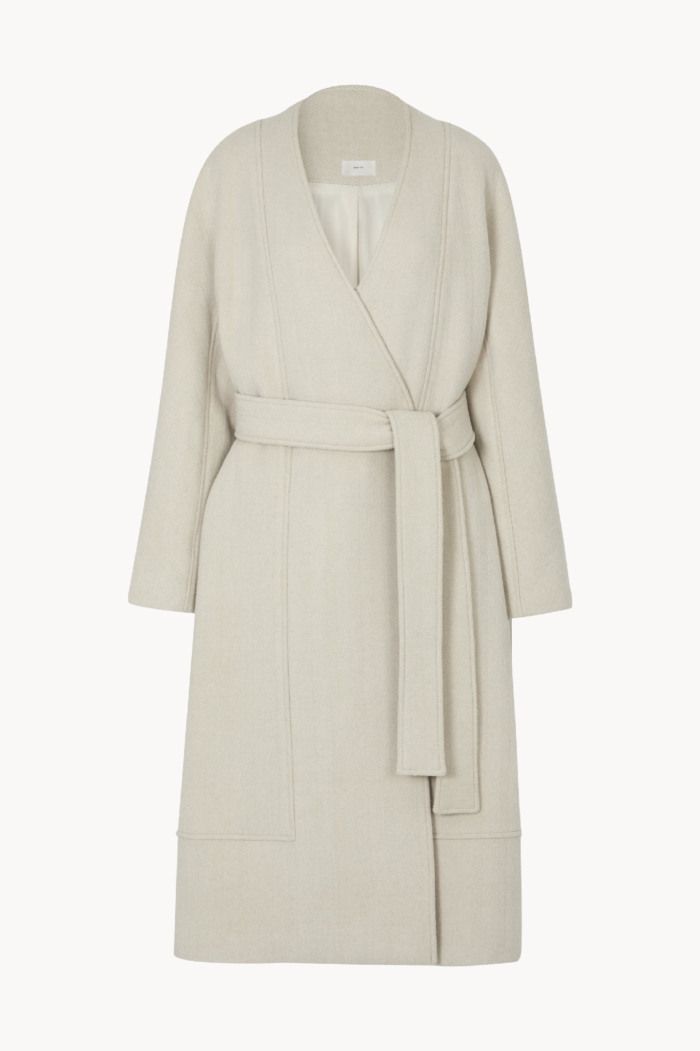 Nouvel collarless wool coat ivory sand - fasfas