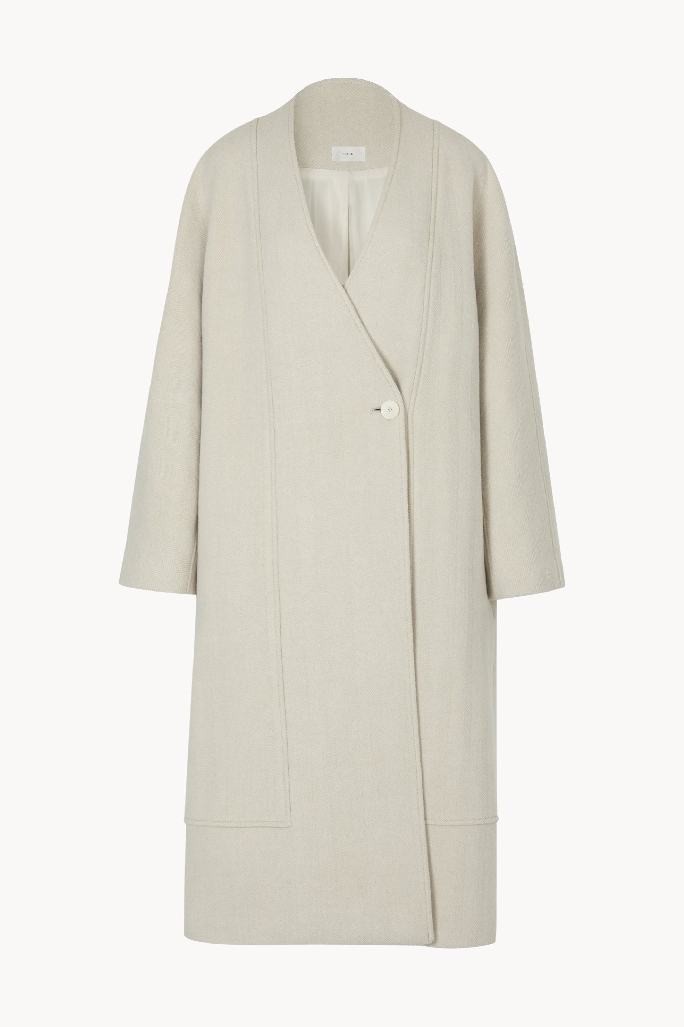 Nouvel collarless wool coat ivory sand - fasfas