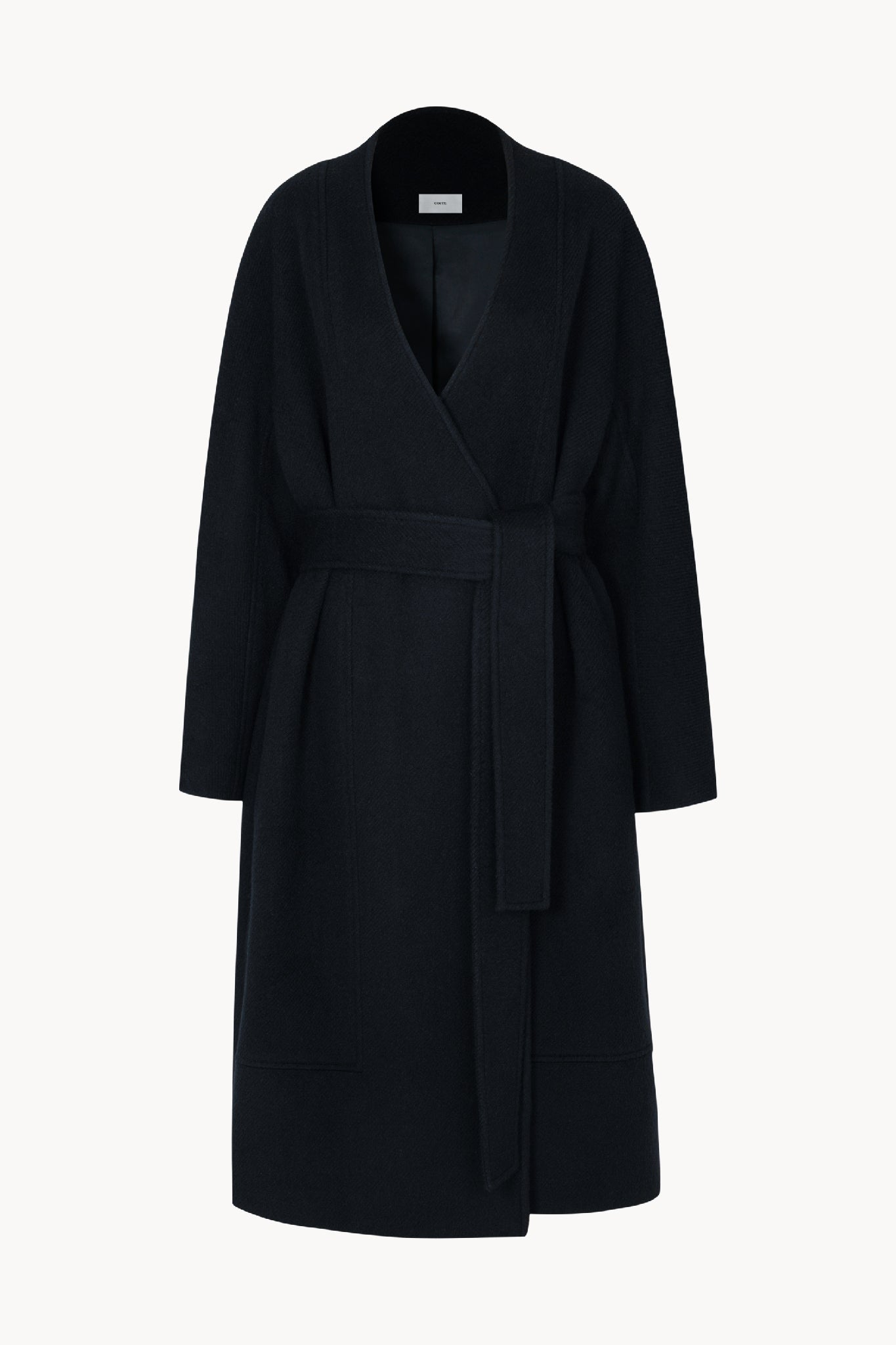 Nouvel collarless wool coat dark navy - fasfas