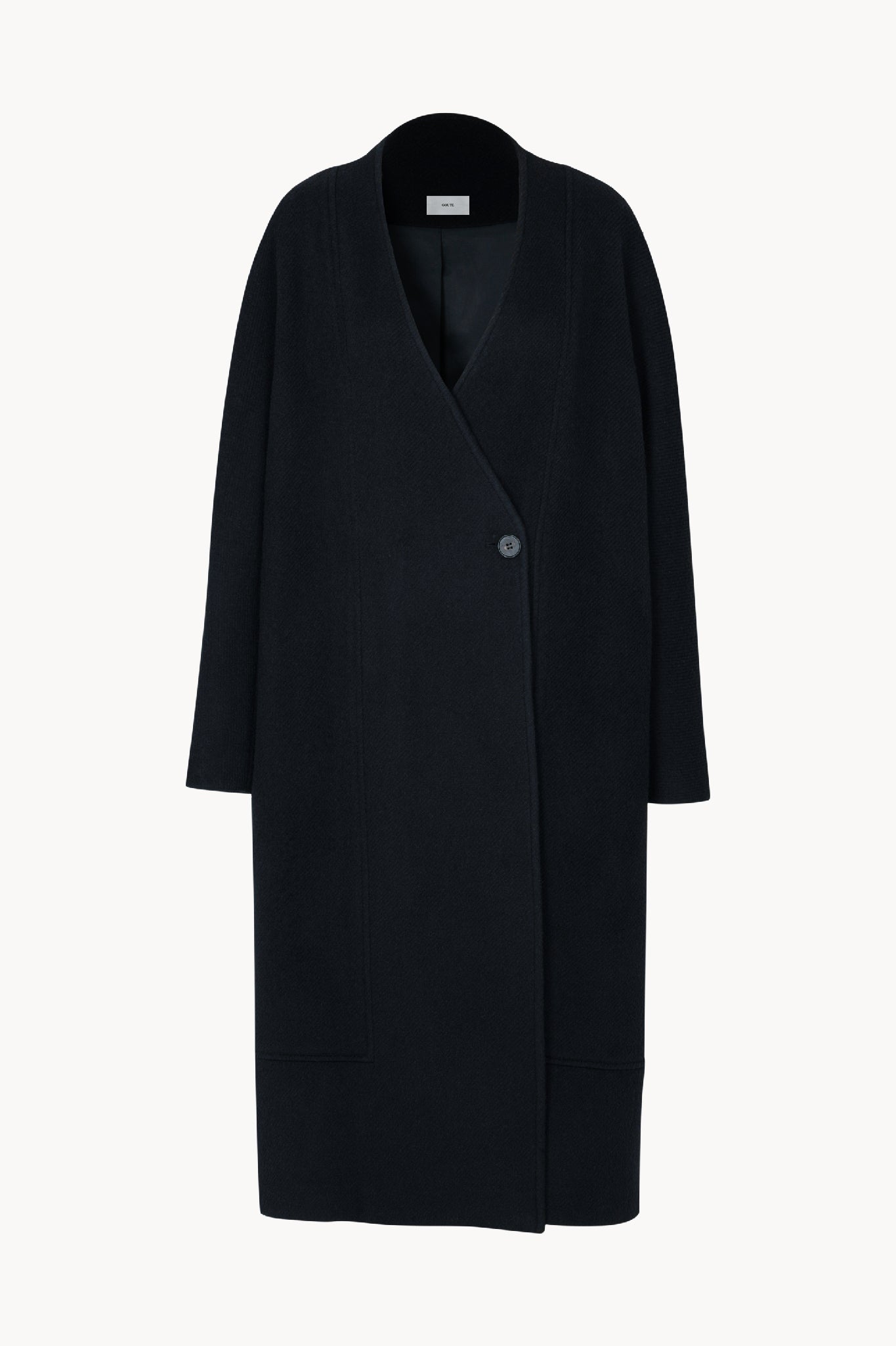 Nouvel collarless wool coat dark navy - fasfas