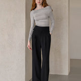 Off-the-shoulder ruched stretch-jersey tee-shirt gray - fasfas