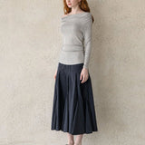 Off-the-shoulder ruched stretch-jersey tee-shirt gray - fasfas