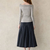 Off-the-shoulder ruched stretch-jersey tee-shirt gray - fasfas