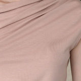 One-shoulder gathered stretch jersey tee-shirt top beige - fasfas