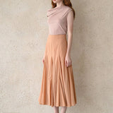 One-shoulder gathered stretch jersey tee-shirt top beige - fasfas