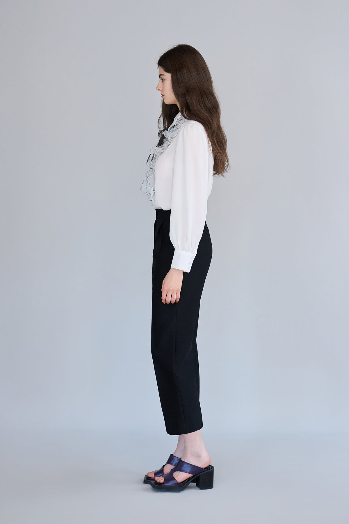 Organza pleated detail silk blouse - fasfas