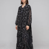 Loose fit v-neck ruffle maxi dress