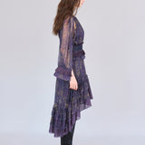 Paisley print asymmetric tiered dress - fasfas