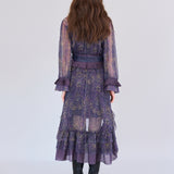 Paisley print asymmetric tiered dress - fasfas