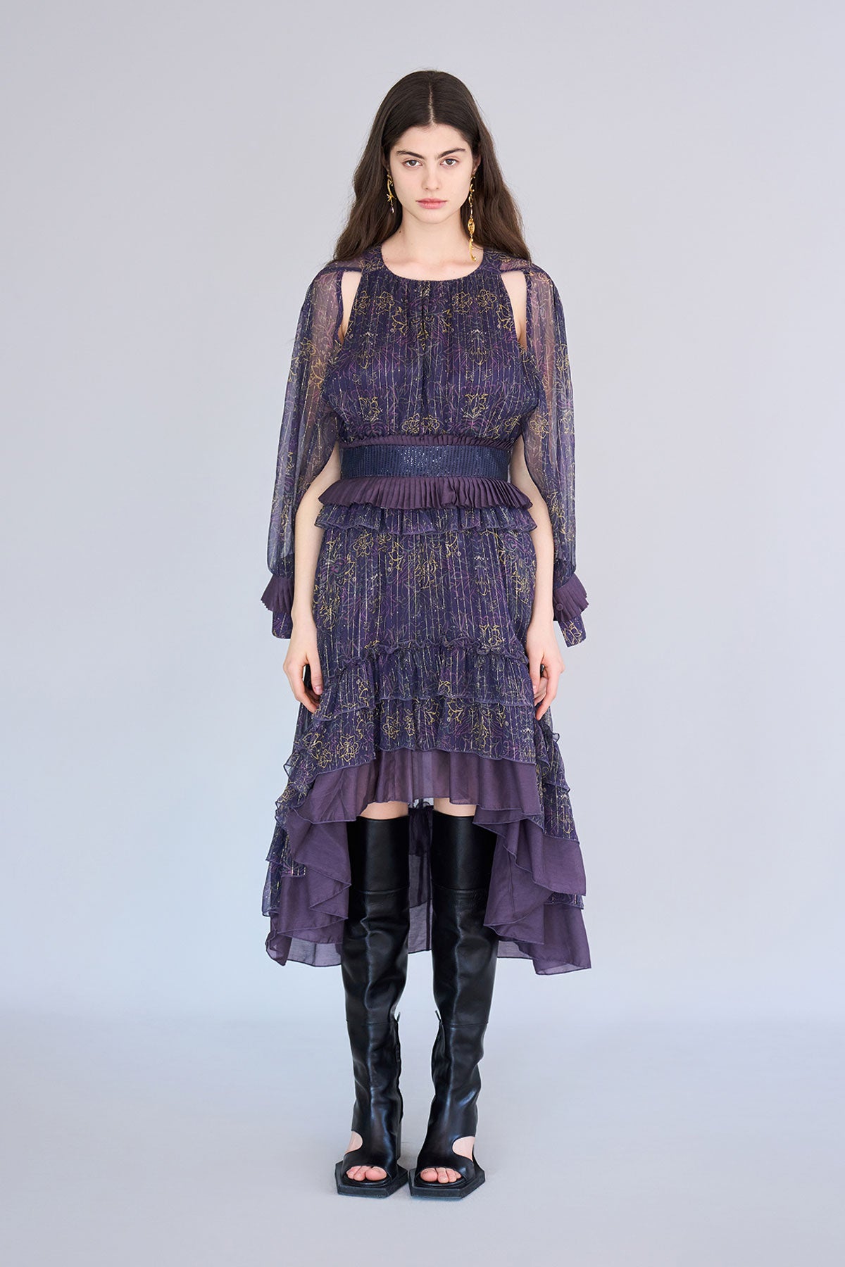 Paisley print asymmetric tiered dress - fasfas