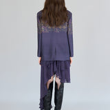 Paisley print lace up wool silk jacket - fasfas