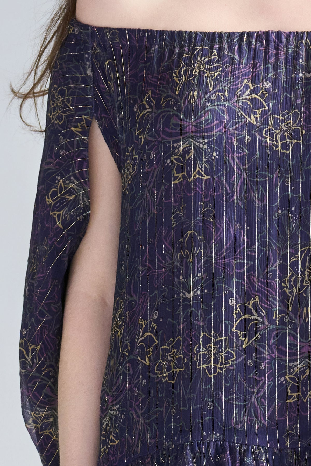 Paisley print off-shoulder asymmetric tiered maxi dress - fasfas