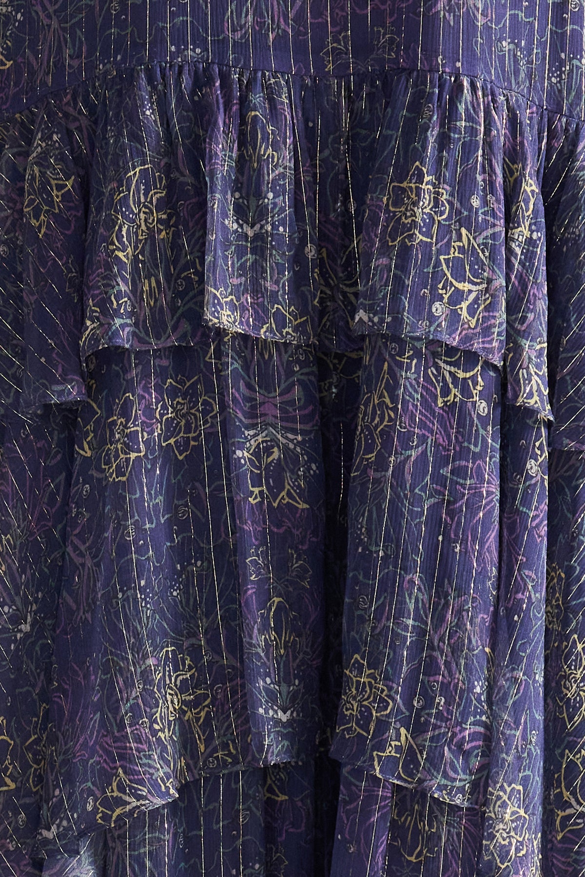 Paisley print off-shoulder asymmetric tiered maxi dress - fasfas