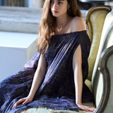Paisley print off-shoulder asymmetric tiered maxi dress - fasfas
