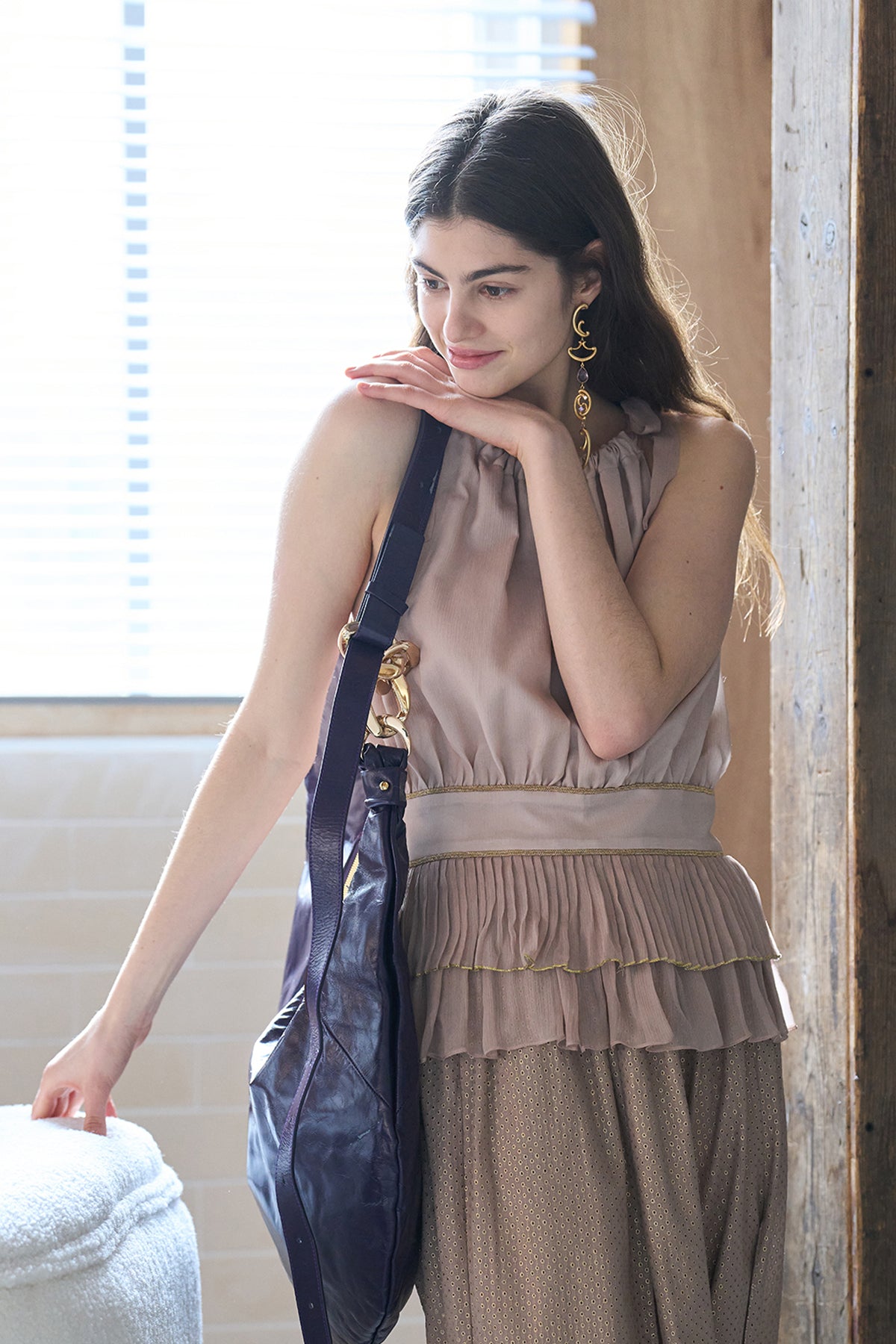Pleated peplum tank silk blouse - fasfas