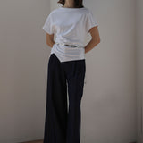 Pleated crepe wide-leg pants blue