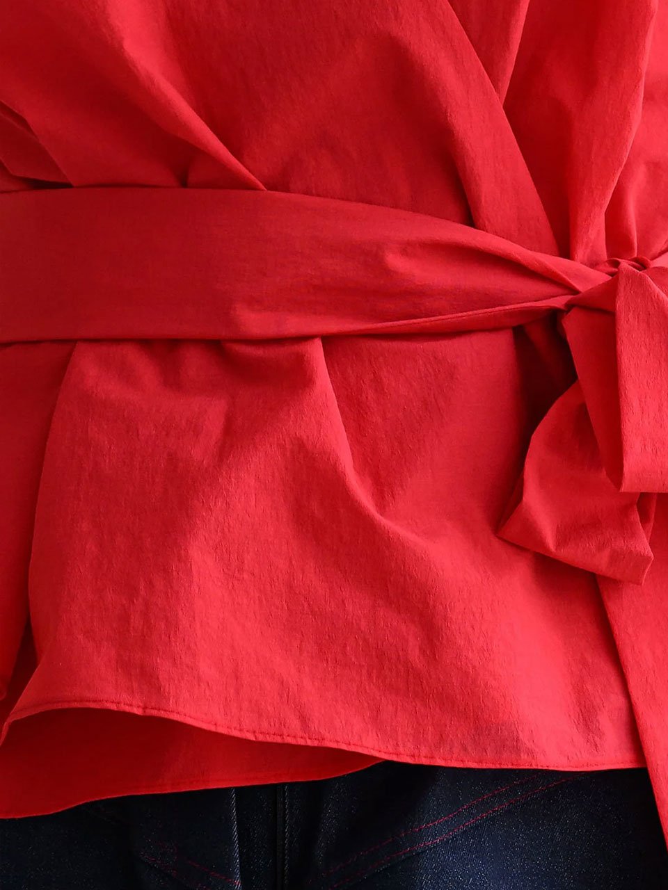 Puff sleeve draped wrap blouse - fasfas