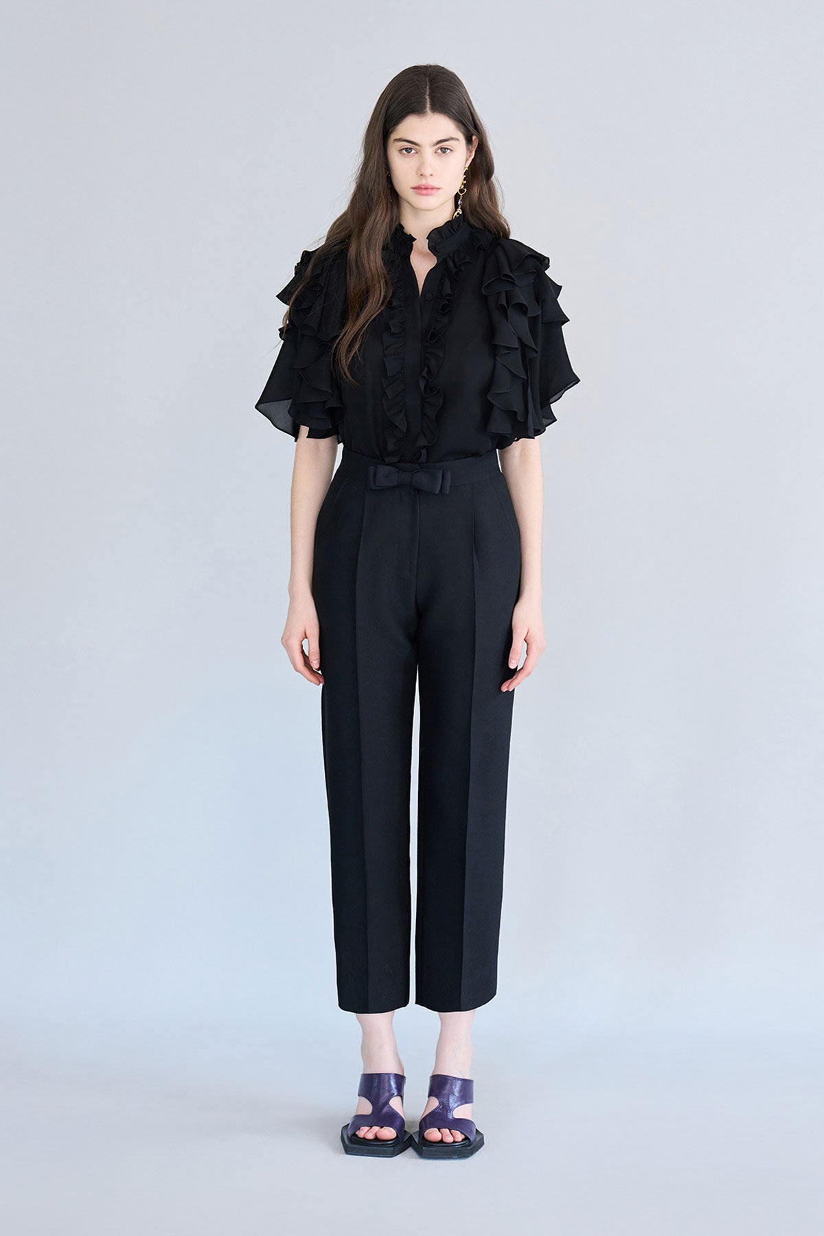 Ribbon point semi-fit pants - fasfas