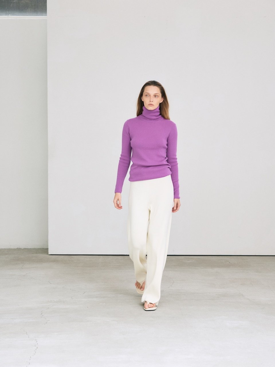 Rib turtle pullover purple – 2/46′ fine cashmere 100% - fasfas