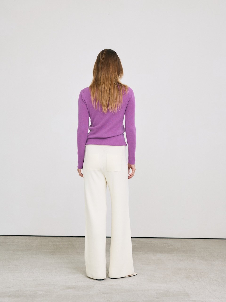Rib turtle pullover purple – 2/46′ fine cashmere 100% - fasfas