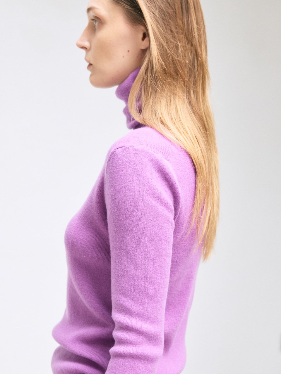 Rib turtle pullover purple – 2/46′ fine cashmere 100% - fasfas