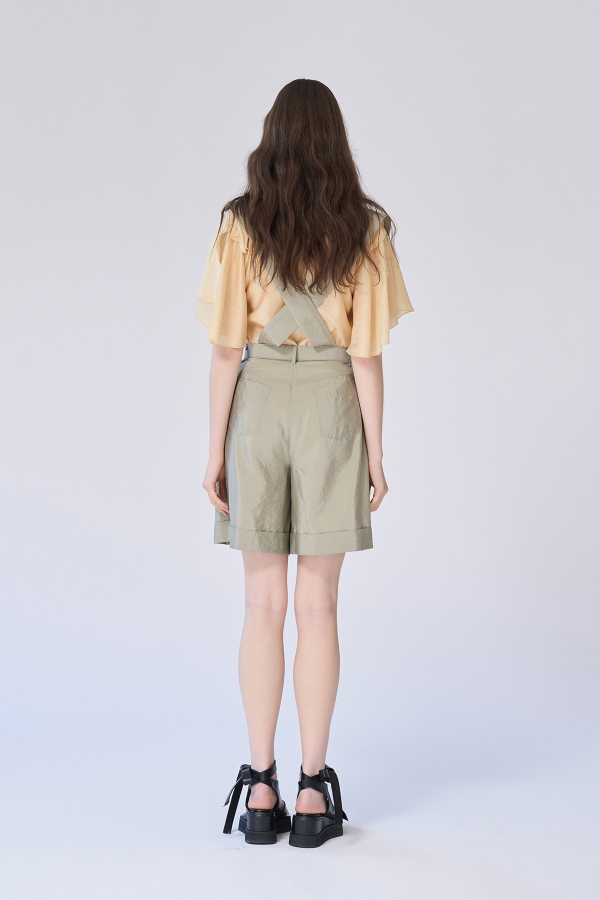 Roll-up wide silk salopette pants - fasfas