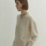Sara cable sweater custard ivory - fasfas