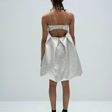 Silver jacquard balloon dress - fasfas