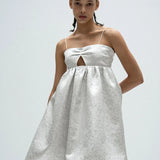 Silver jacquard balloon dress - fasfas