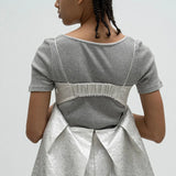 Silver jacquard balloon dress - fasfas