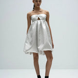 Silver jacquard balloon dress - fasfas