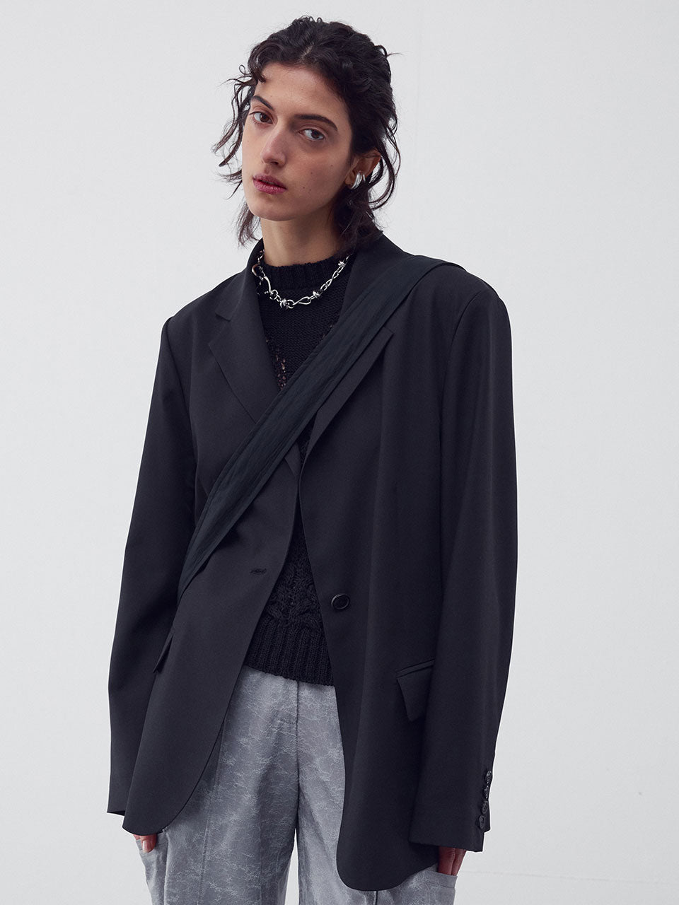 Single breasted button fastening blazer - fasfas