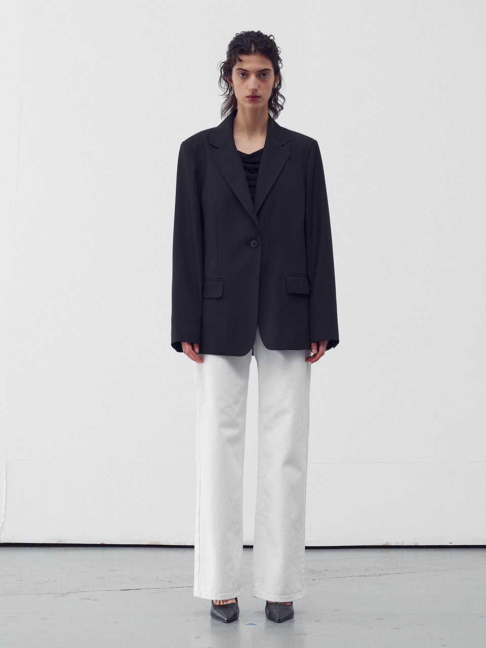 Single breasted button fastening blazer - fasfas