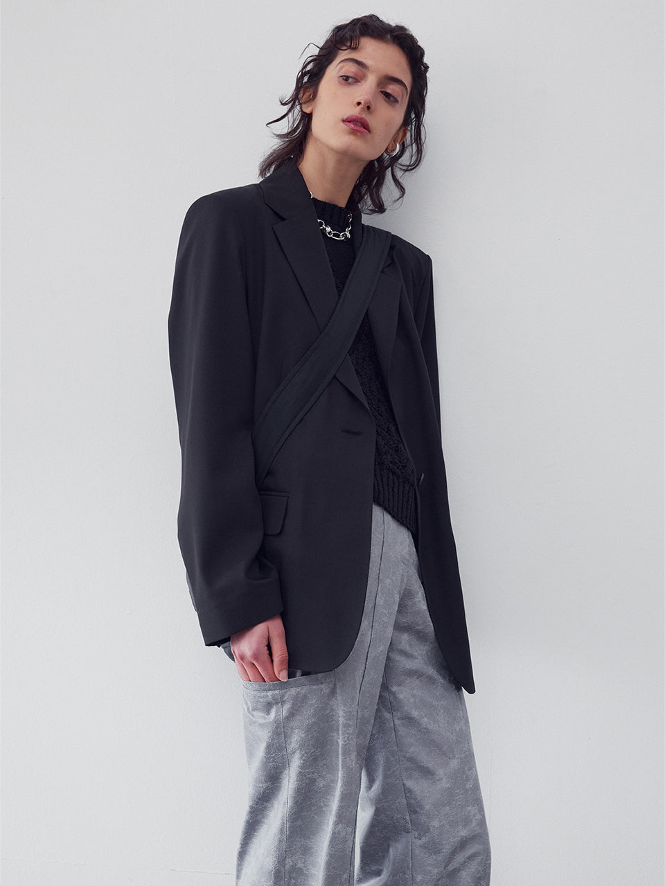 Single breasted button fastening blazer - fasfas