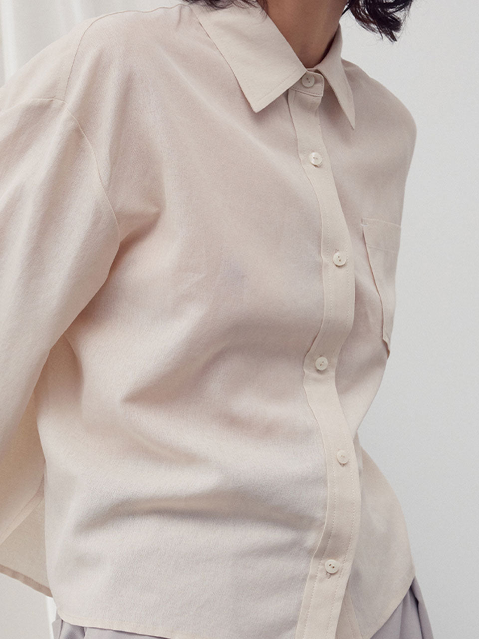 Single pocket shirt beige - fasfas