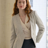 Slim fit v-neck tweed jacket - fasfas