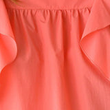 Square neck loose fit ruffle blouse coral - fasfas